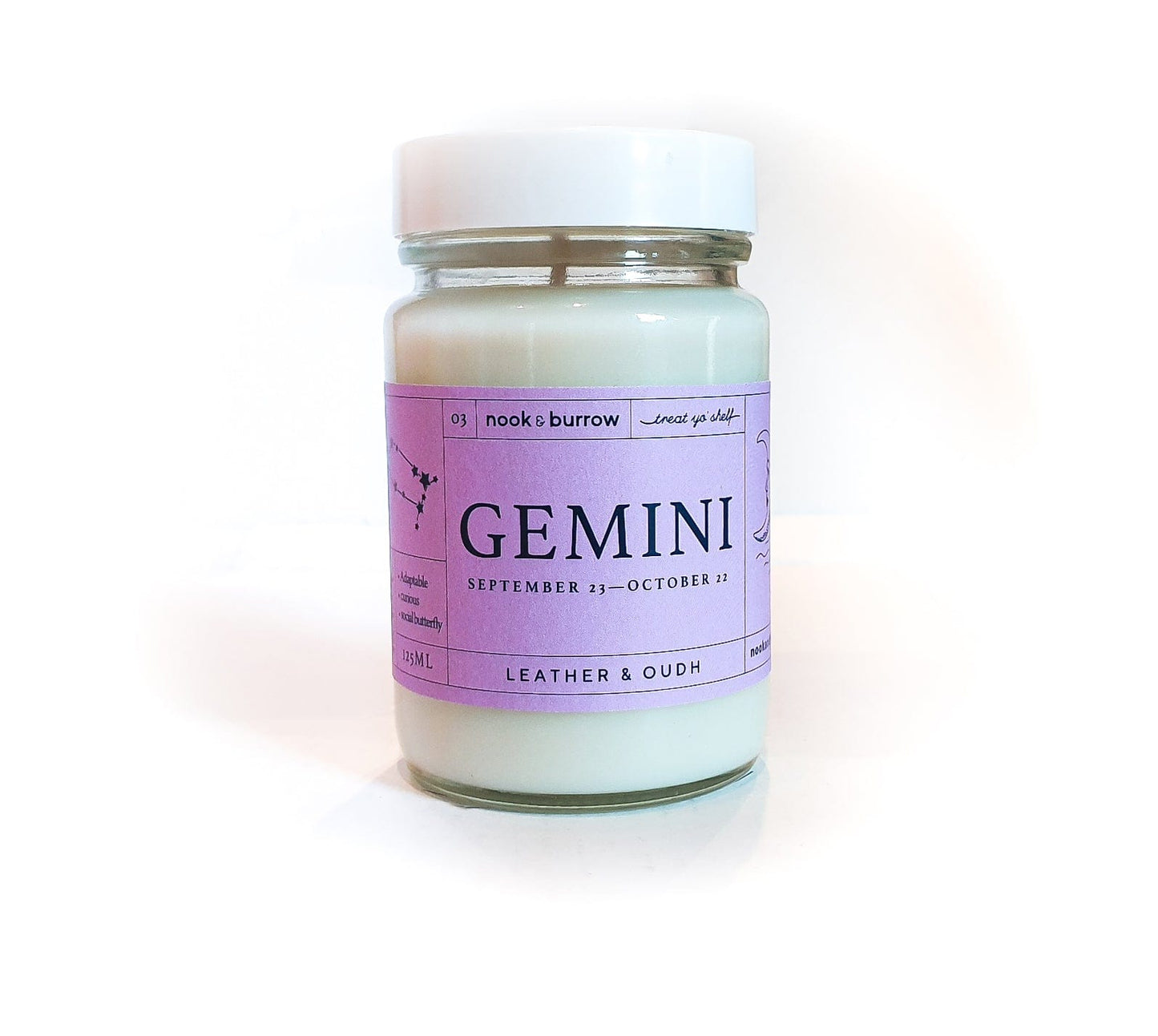 Nook & Burrow candle 125ml - 12+ hours burn time Gemini | Astrology Range | candle