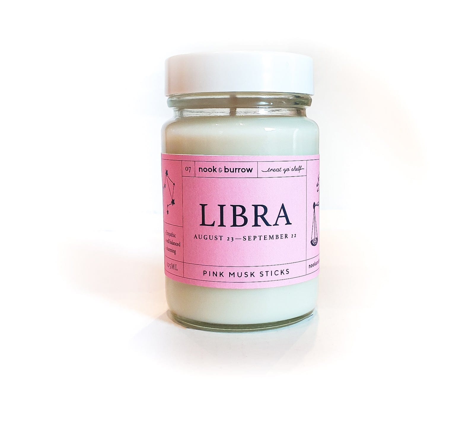 Nook & Burrow candle 125ml - 12+ hours burn time Libra | Astrology Range | candle