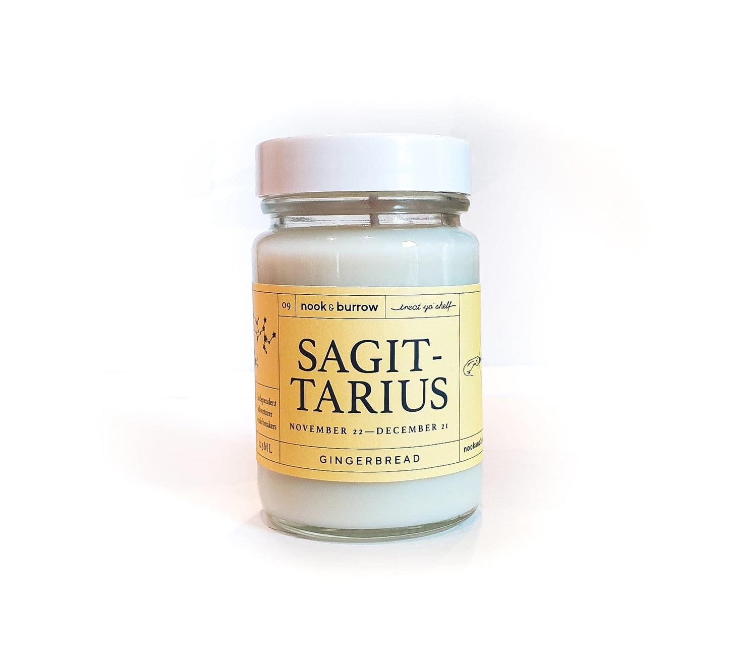 Nook & Burrow candle 125ml - 12+ hours burn time Sagittarius | Astrology Range | candle