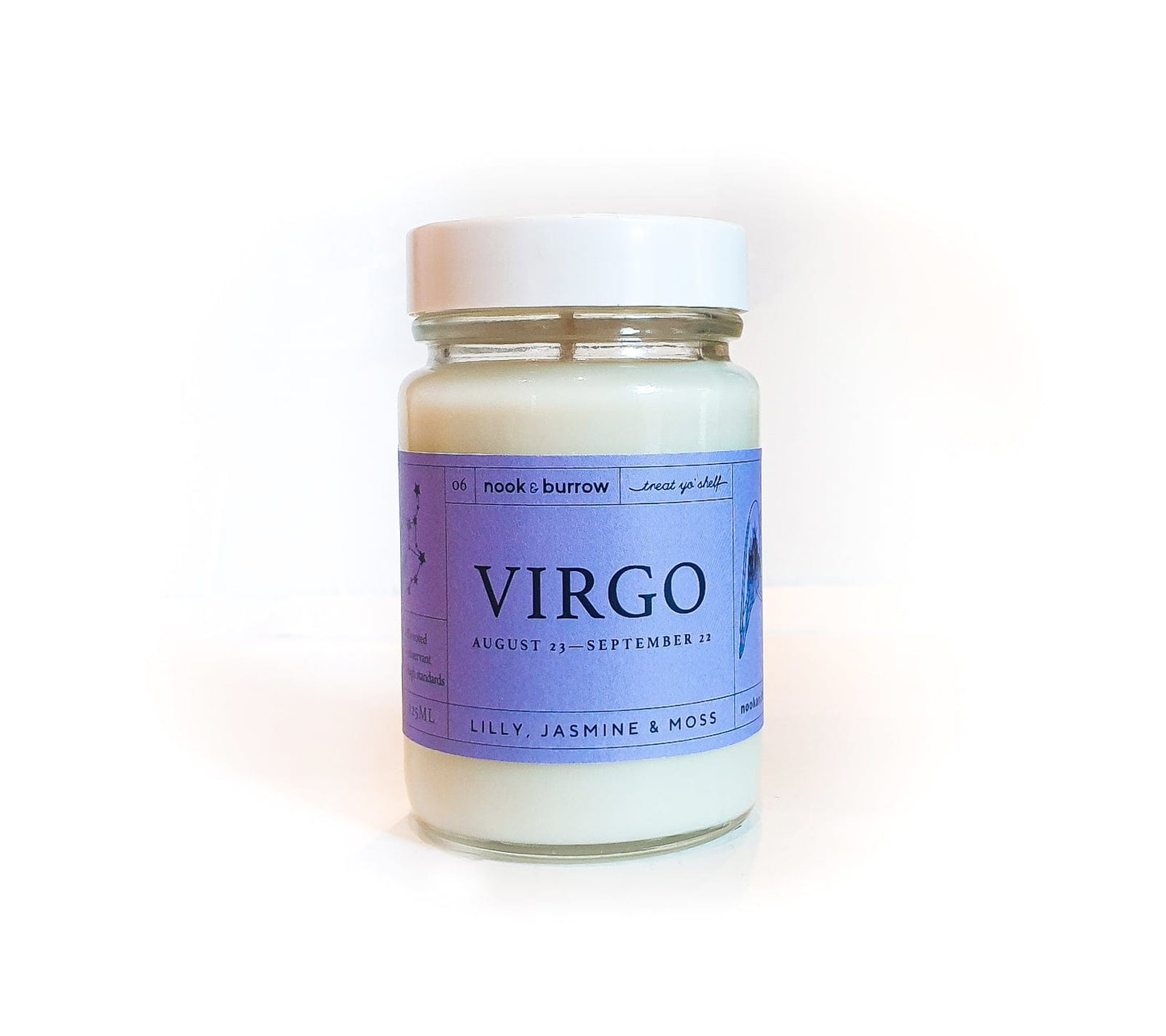 Nook & Burrow candle 125ml - 12+ hours burn time Virgo | Astrology Range | candle