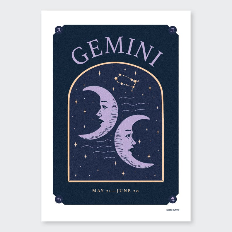 Nook & Burrow poster Gemini | A4 print