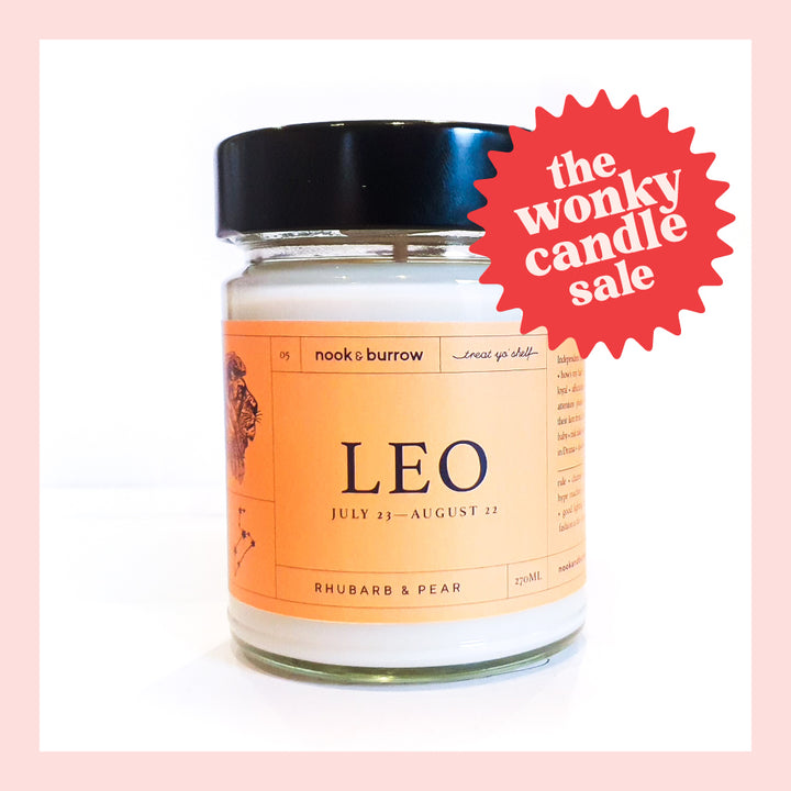 IMPERFECT — Leo Candle - Rhubarb & Pear Scent