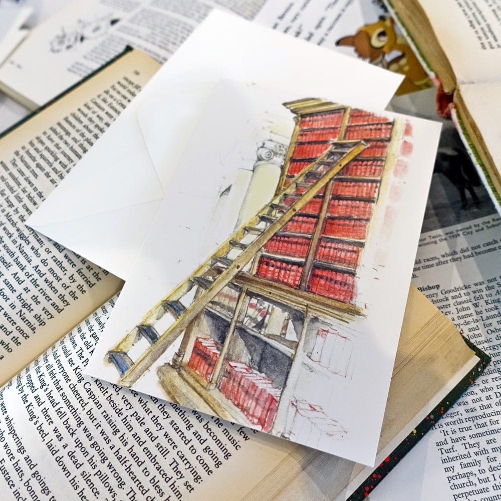 Library Shelves & Ladders | greeting card - Nook & Burrow