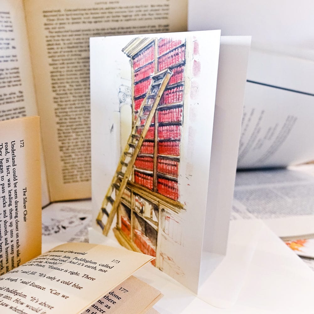 Library Shelves & Ladders | greeting card - Nook & Burrow
