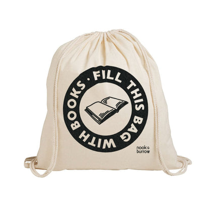 Fill This Bag With Books | drawstring library bag - Nook & Burrow