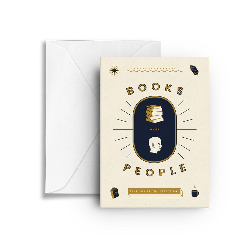 Books Over People | greeting card - Nook & Burrow