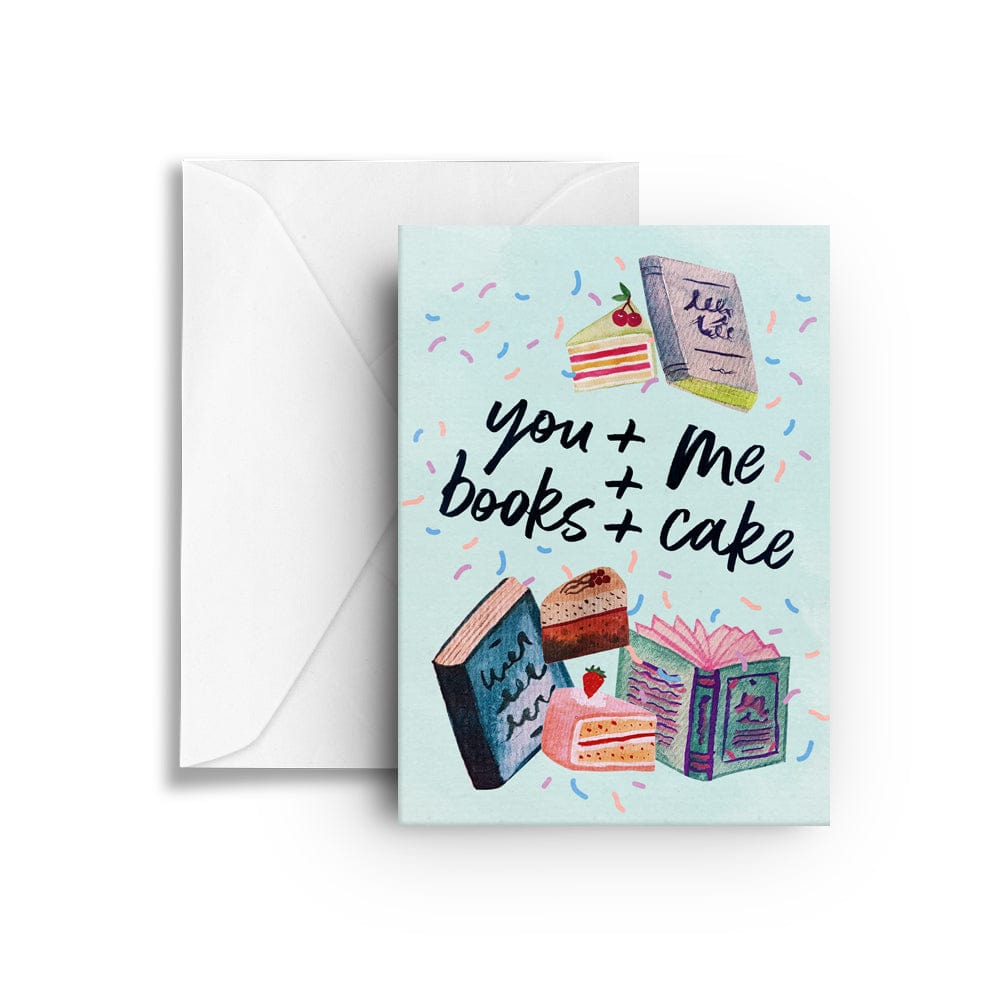 You + Me + Books + Cake | greeting card - Nook & Burrow
