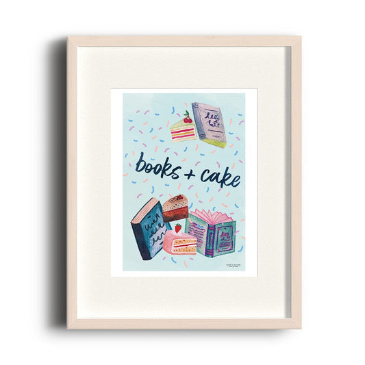 Books & Cake | 8 x 12 print - Nook & Burrow
