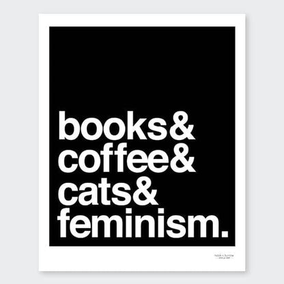 Books & Coffee & Cats | 8 x 10 print - Nook & Burrow