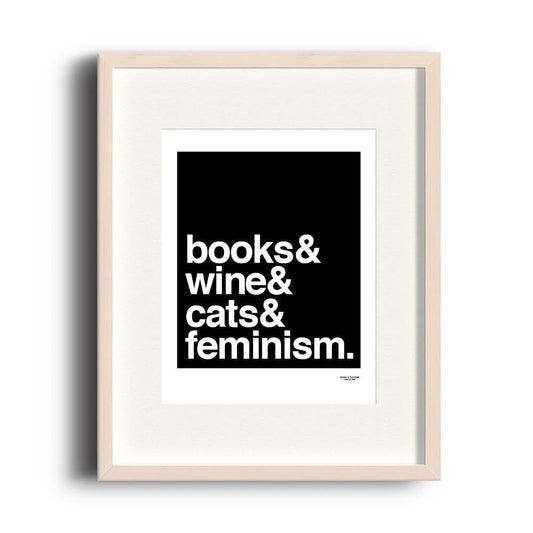 Books & Wine & Cats | 8 x 10 print - Nook & Burrow