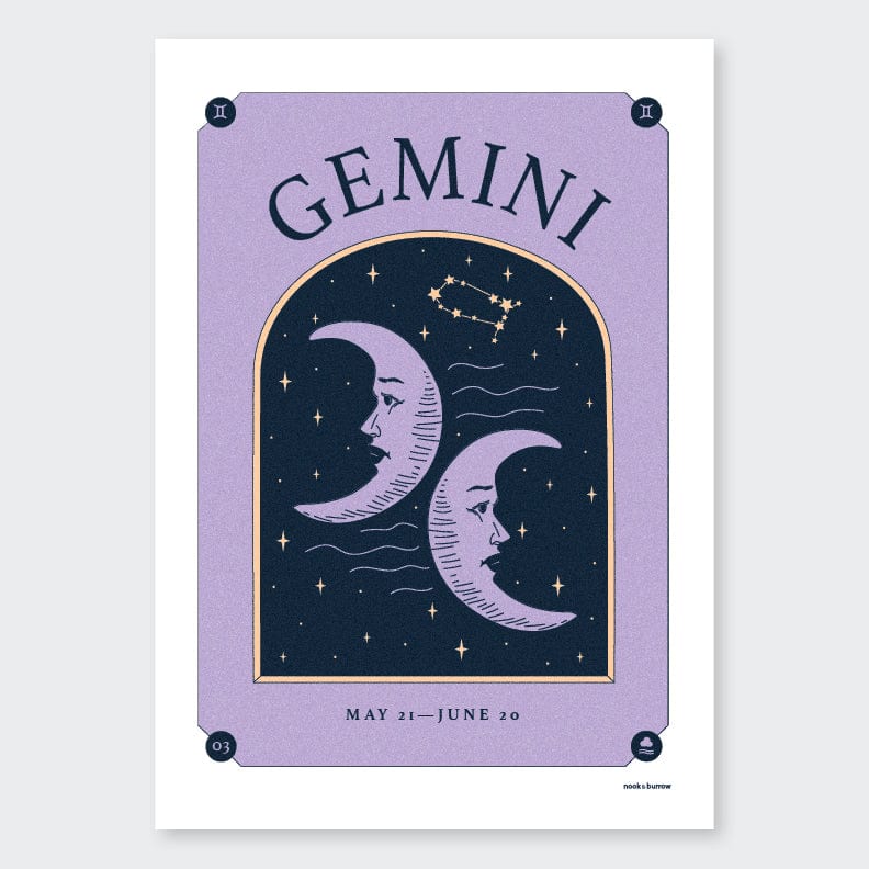 Nook & Burrow poster Gemini | A4 print