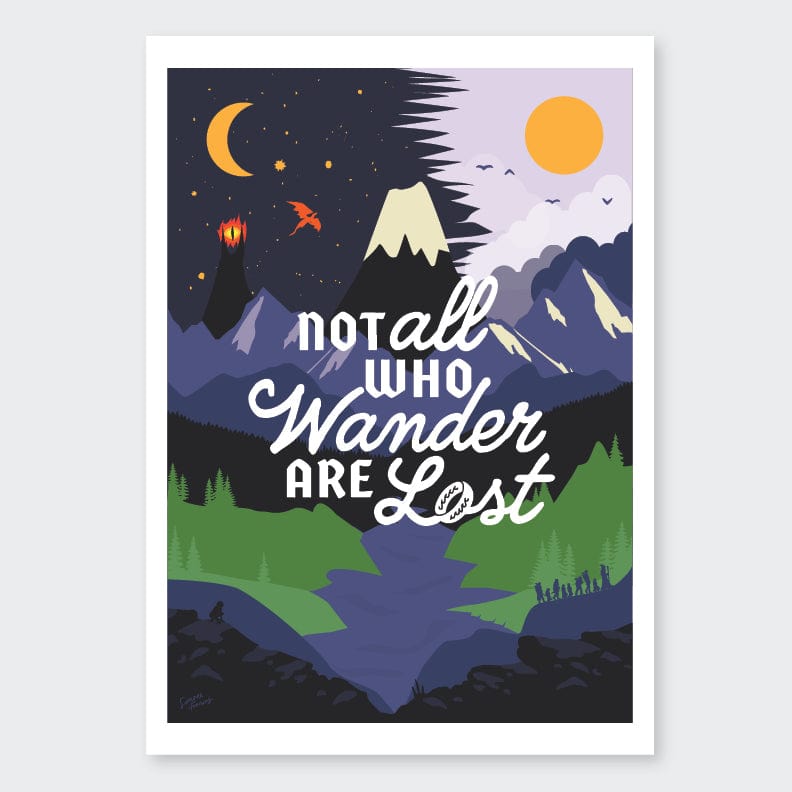 Nook & Burrow poster Not All Who Wander Are Lost | A4 print