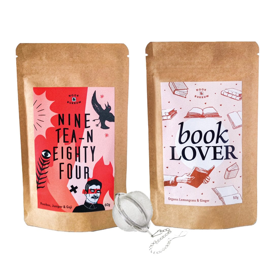 Nook & Burrow Tea Book Lover - Organic Lemongrass & Ginger / Nine Tea-n Eighty Four - Rooibos Juniper & Goji Tea Party | bundle