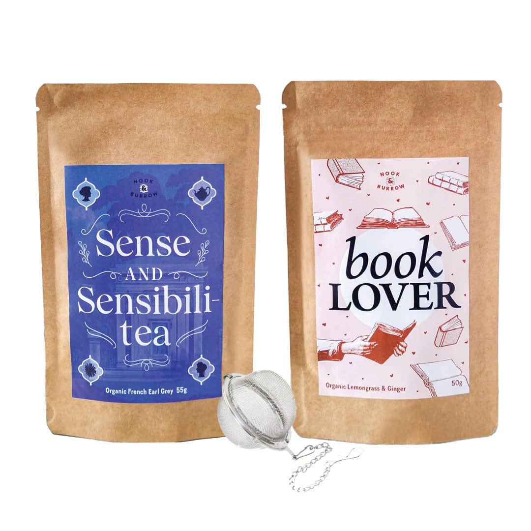 Nook & Burrow Tea Book Lover - Organic Lemongrass & Ginger / Sense and Sensibili-Tea - Organic French Earl Grey Tea Party | bundle