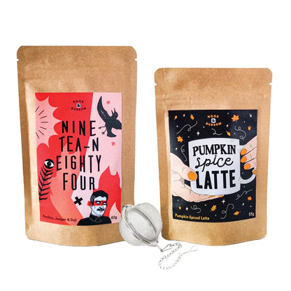 Nook & Burrow Tea Nine Tea-n Eighty Four - Rooibos Juniper & Goji / Pumpkin Spice Latte - PSL Powder Tea Party | bundle