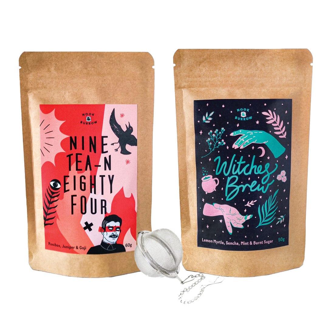 Nook & Burrow Tea Nine Tea-n Eighty Four - Rooibos Juniper & Goji / Witches Brew - Lemon Myrtle & Sencha & Mint & Burnt Sugar Tea Party | bundle