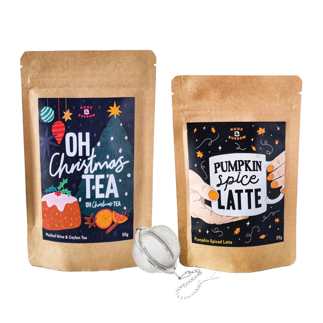 Nook & Burrow Tea Oh Christmas Tea - Mulled Wine & Ceylon Tea / Pumpkin Spice Latte - PSL Powder Tea Party | bundle