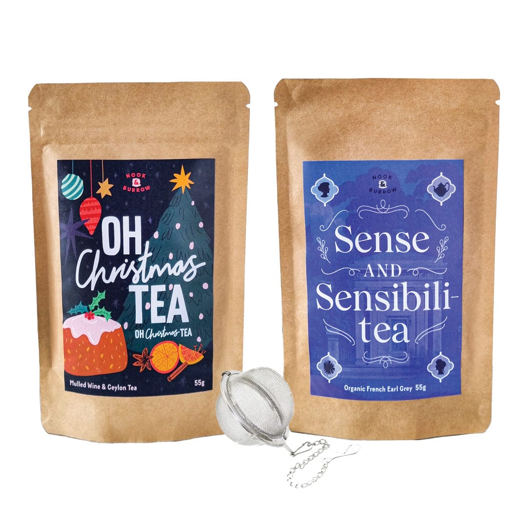 Nook & Burrow Tea Oh Christmas Tea - Mulled Wine & Ceylon Tea / Sense and Sensibili-Tea - Organic French Earl Grey Tea Party | bundle