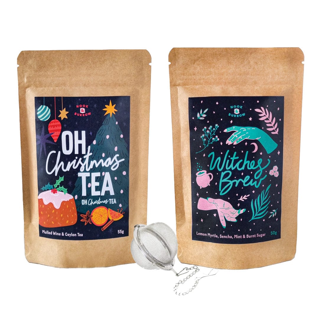 Nook & Burrow Tea Oh Christmas Tea - Mulled Wine & Ceylon Tea / Witches Brew - Lemon Myrtle & Sencha & Mint & Burnt Sugar Tea Party | bundle