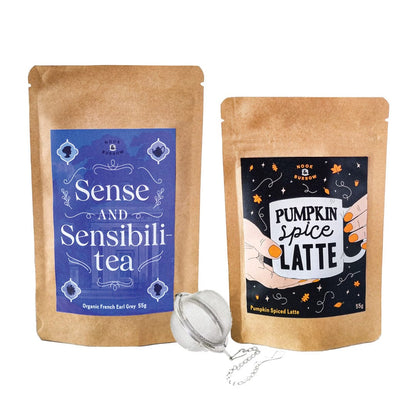 Nook & Burrow Tea Sense and Sensibili-Tea - Organic French Earl Grey / Pumpkin Spice Latte - PSL Powder Tea Party | bundle